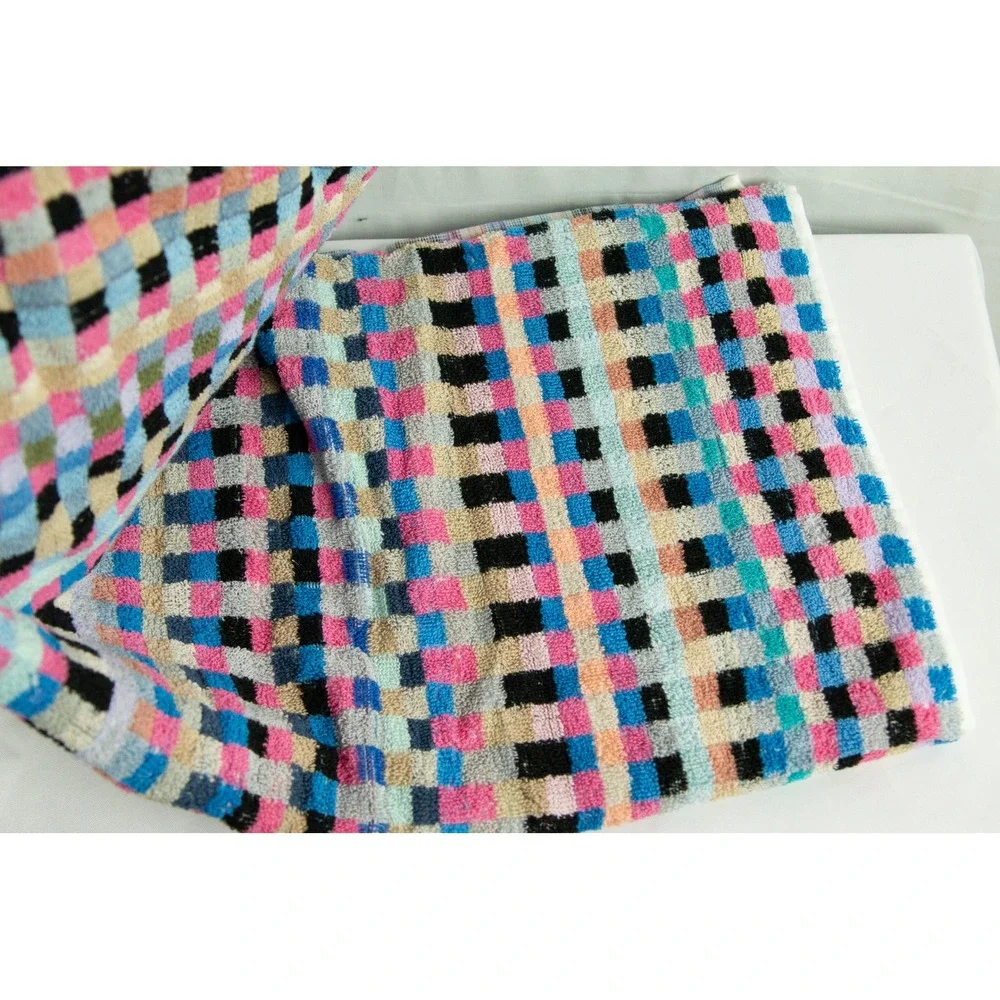 Modern Classic 100% Cotton Bath Towel Set Multi Color Checkered 30x52 2pc